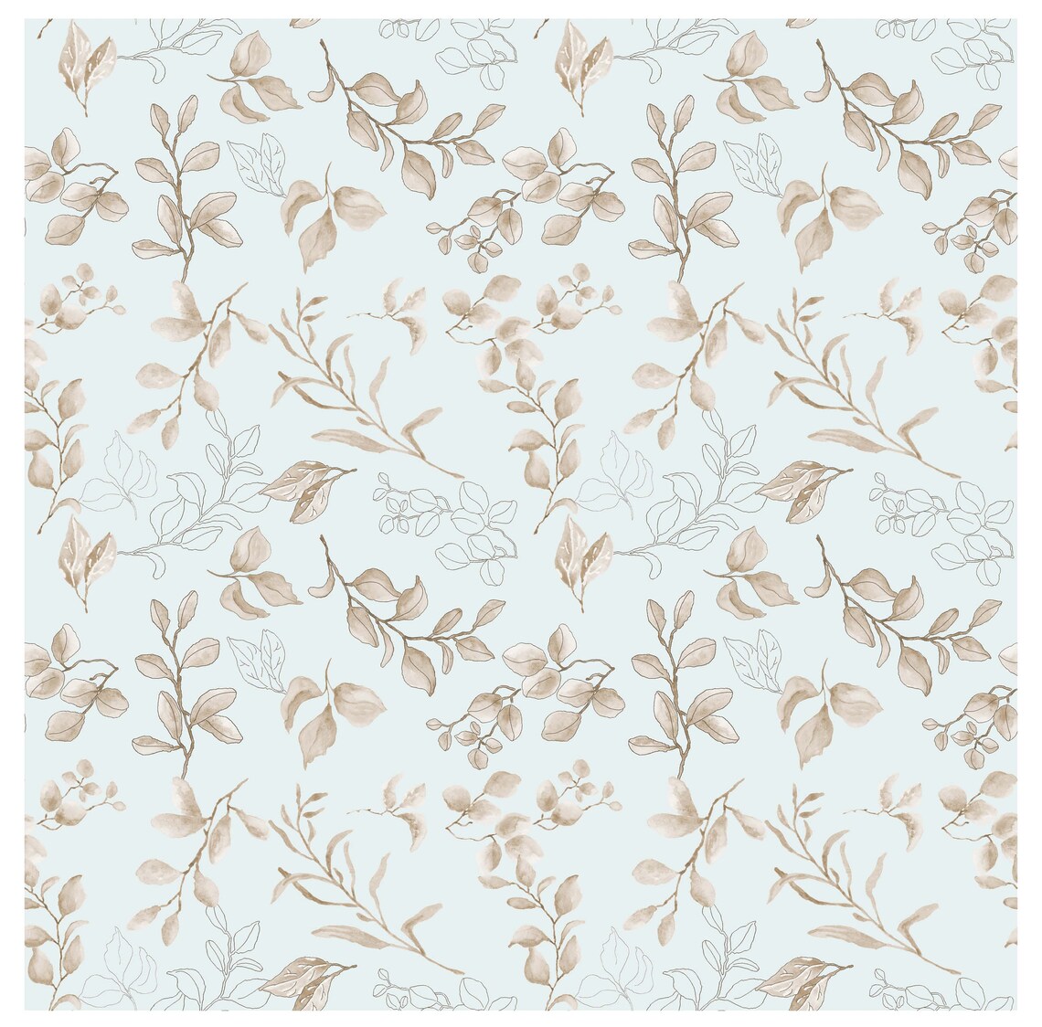 Paperprintable Pale Blue Floral Paper 12 Pages Digital Etsy