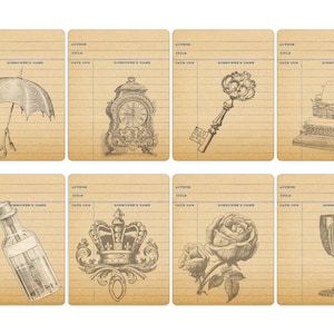 Vintage Library Cards, Digital Download, ephemera, junk journal, journaling, scrapbooking, embellishments, stationery.