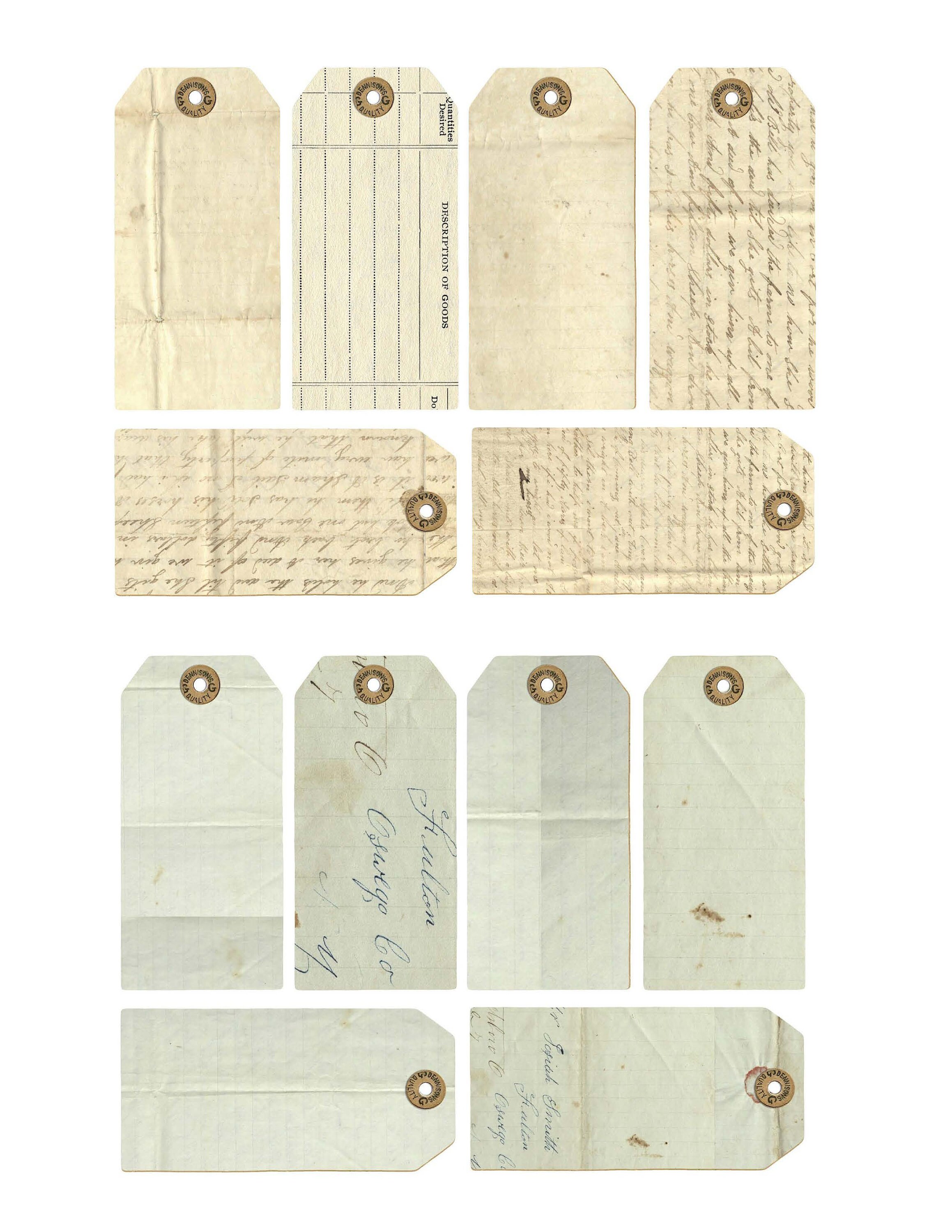 Mini Vintage Shipping Tags Digital Download Ephemera Junk | Etsy