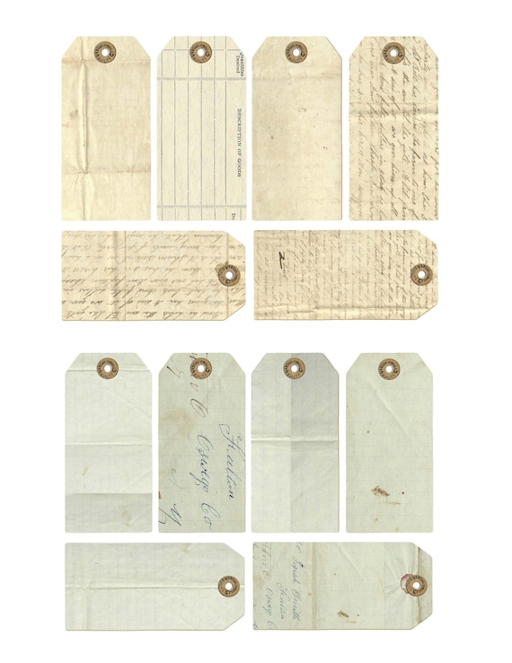 Mini Vintage Shipping Tags Digital Download Ephemera Junk | Etsy