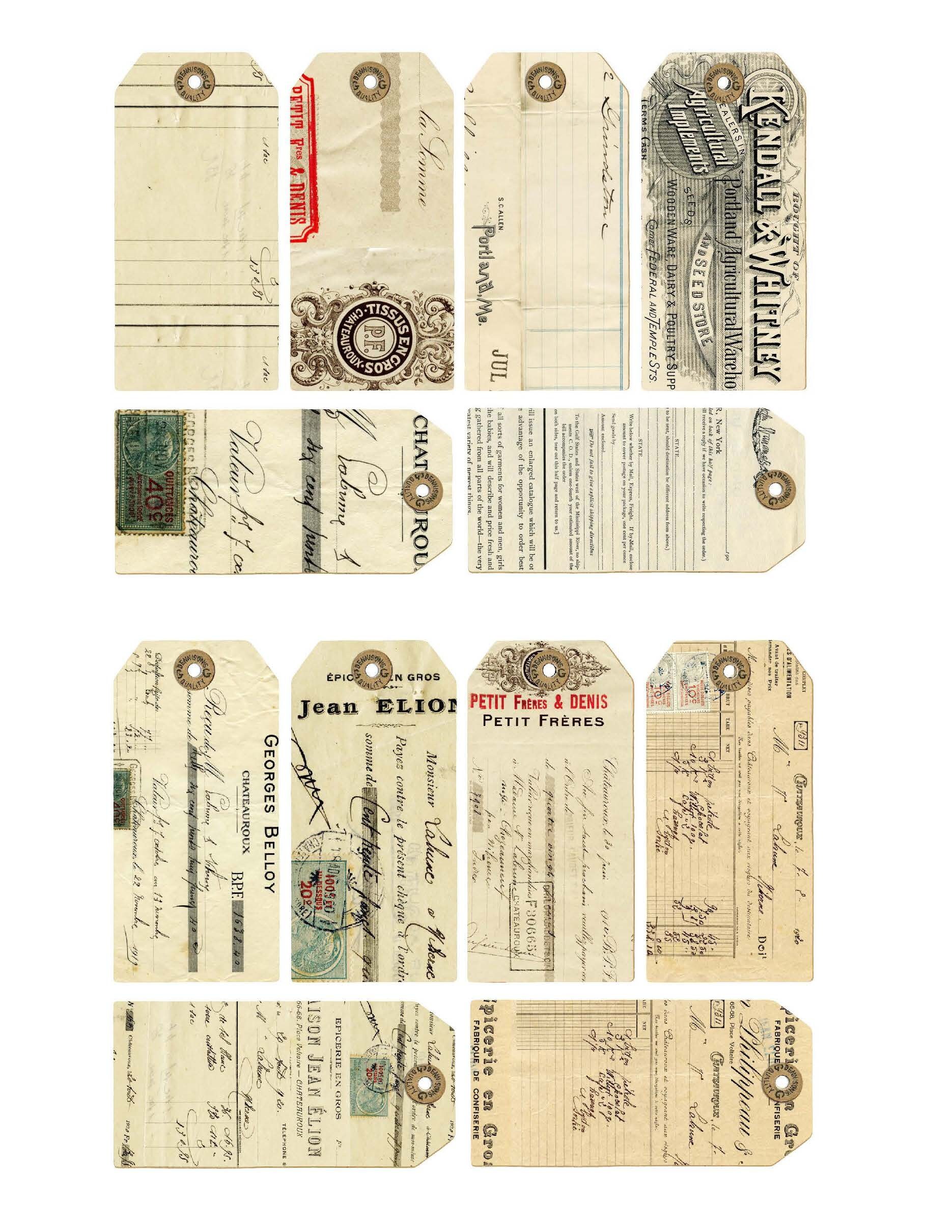 Mini Vintage Shipping Tags Digital Download Ephemera Junk | Etsy