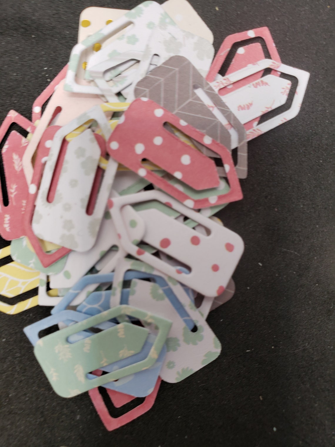 Tabs Paper Die Cut 7 to a Pack Variety of Colors and Pattern Etsy