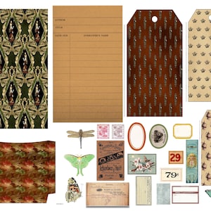 Autumn Alice n Wonderland Digital Pocket w/ephemera, digital download, Autumn Alice N Wonderland ephemera, Journaling Pocket,