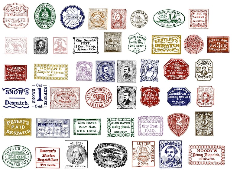 Stamps 5 Pages Printable Vintage Ephemera Instant Etsy