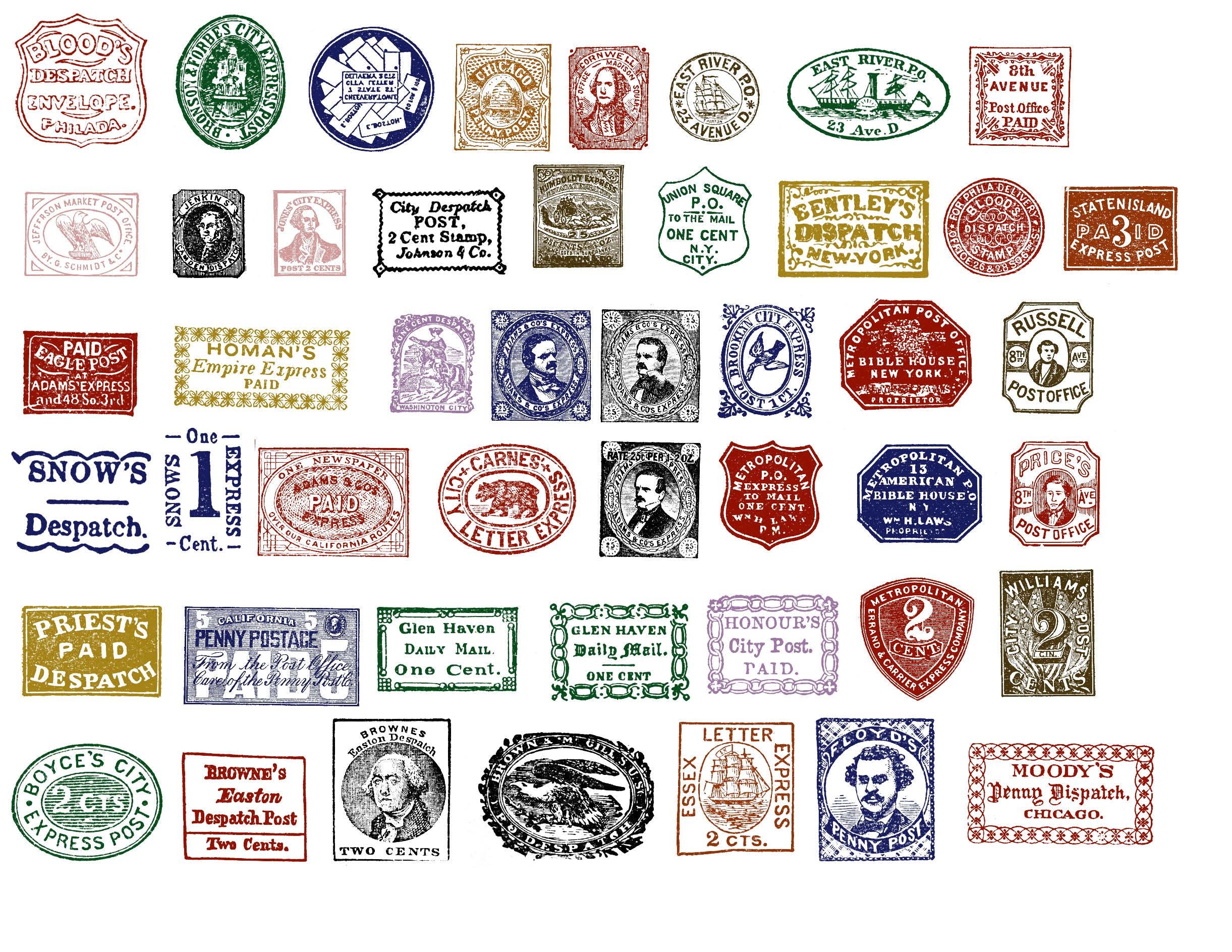 Stamps 5 Pages Printable Vintage Ephemera Instant Etsy Uk