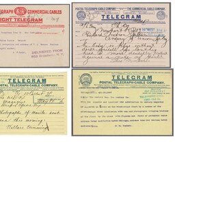 Vintage Postal Telegrams, 4 Pages, Instant Download, Vintage Ephemera, Postal Digital Download Junk Journal, Ephemera