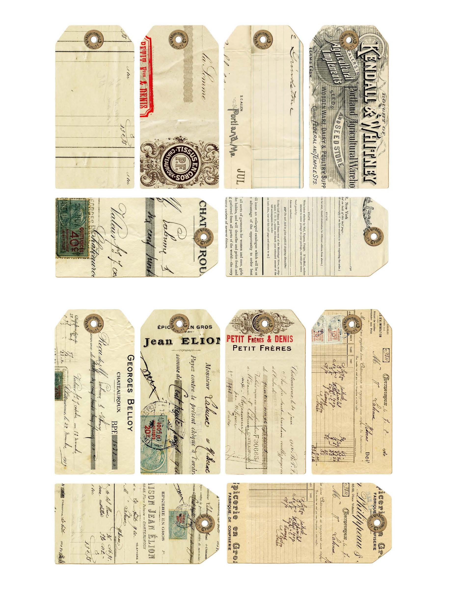Mini Vintage Shipping Tags Digital Download Ephemera Junk | Etsy