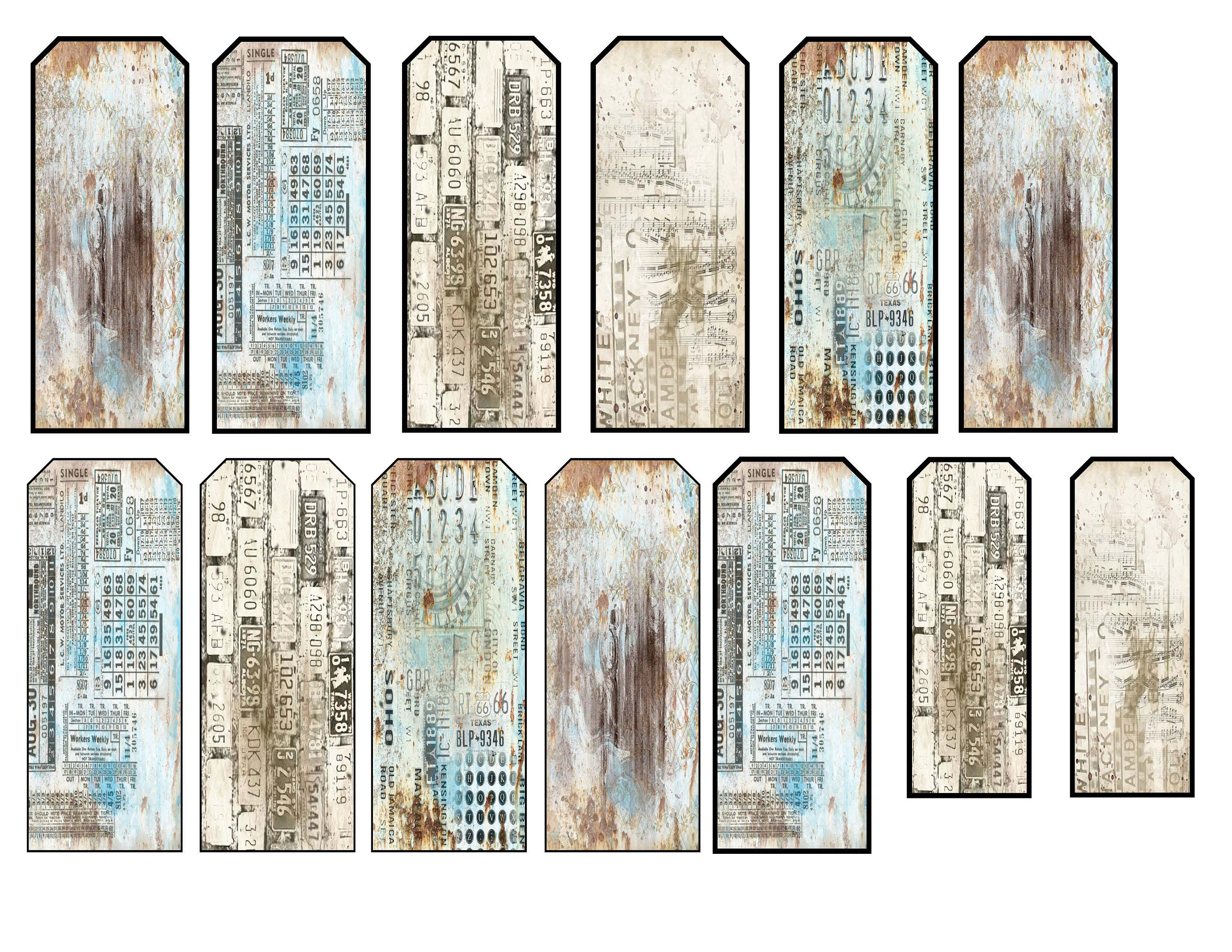 Printable Grunge Blue Tags 10 Pages With a Variety of Sizes - Etsy