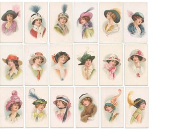 Beauties 6 Cigarette Cards, 3 Pages, Instant Download, Vintage Ephemera, Digital Downloads, Junk Journals, Ephemera, Scrapbooking, Journals