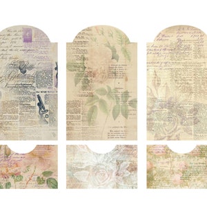 Antique Text Pocket Tags, Digital Download, Ephemera, junk journals, journaling, scrapbooking, embellishments, stationery.