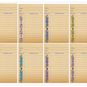 Floral 1 Library Cards, Digital Download, Ephemera, junk journals, journaling, scrapbooking, embellishments, stationery.