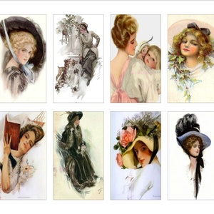 Victorian Ladies Digital Tea Cards, Digital Download, Victorian ephemera, junk journals, Victorian tea Cards, Victorian Journal,