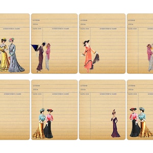 Ladies Library Cards, Digital Download, ephemera, junk journals, journaling, scrapbooking, embellishments, stationery.
