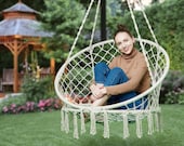 Comfort Hanging Hammock Swing - Bohemian Chair Child or Adult Size Children home bedroom balcony cradle chair Indoor Outdoor Macrame
