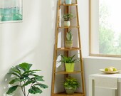 Bamboo Wooden Corner Storage Shelf Rack Shelving Unit Display Plant Stand
