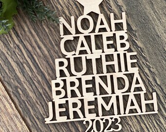 Family Name Christmas Tree Ornament | Christmas Tree | Name Ornament Tree Shape | Family Ornament