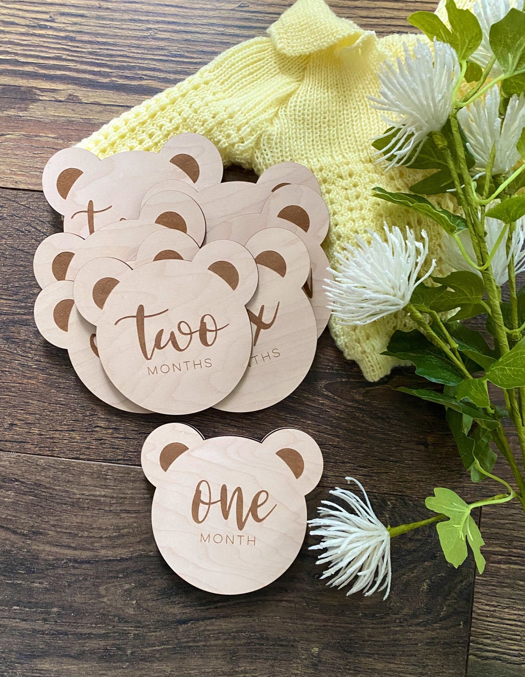 Teddy Bear Wooden Baby Milestone | Monthly Milestone for Babies | Bear ...