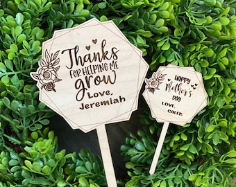 Thank You For Helping Me Grow | Teacher Appreciation Gift | Thank You Gift | Best Teacher Gift | Plant Stake | Planter Sticks