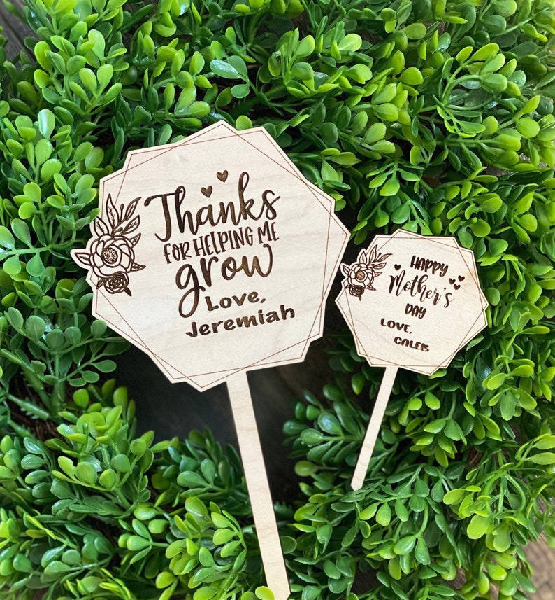 Thank You For Helping Me Grow | Teacher Appreciation Gift | Thank You Gift | Best Teacher Gift | Plant Stake | Planter Sticks 