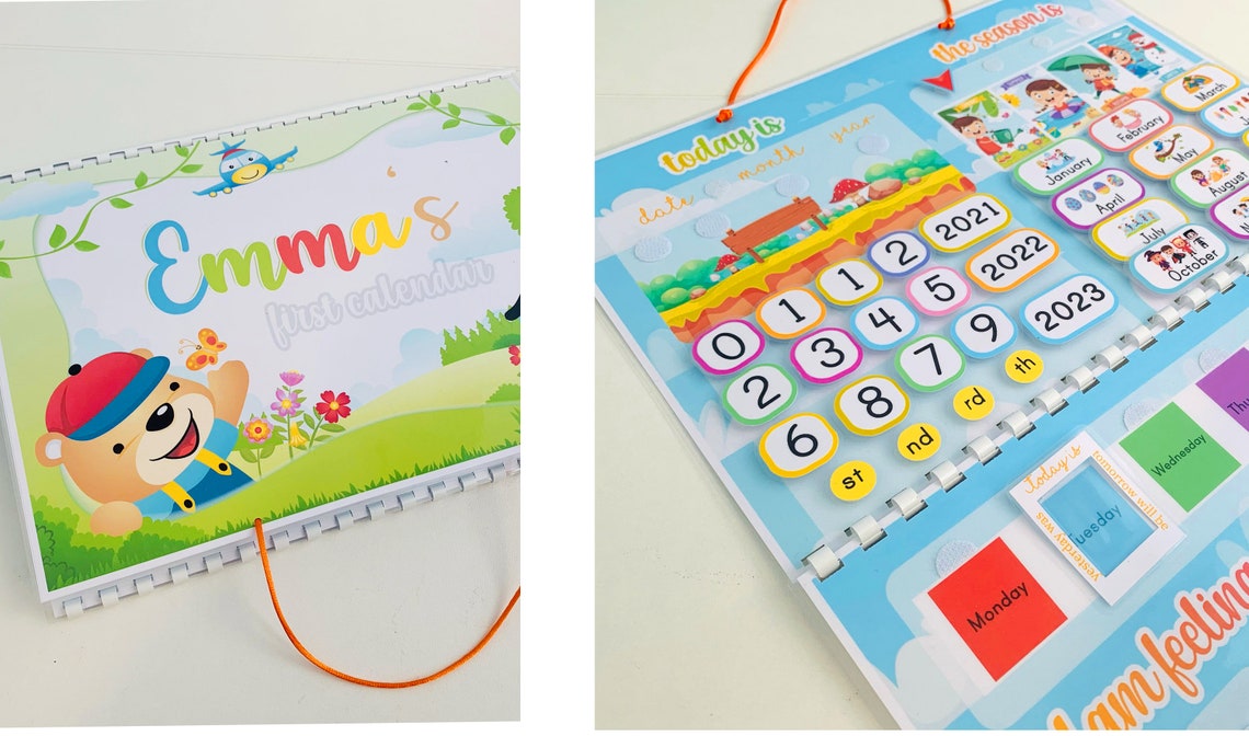 Personalised Children Calendar With Velcro EYFS Etsy