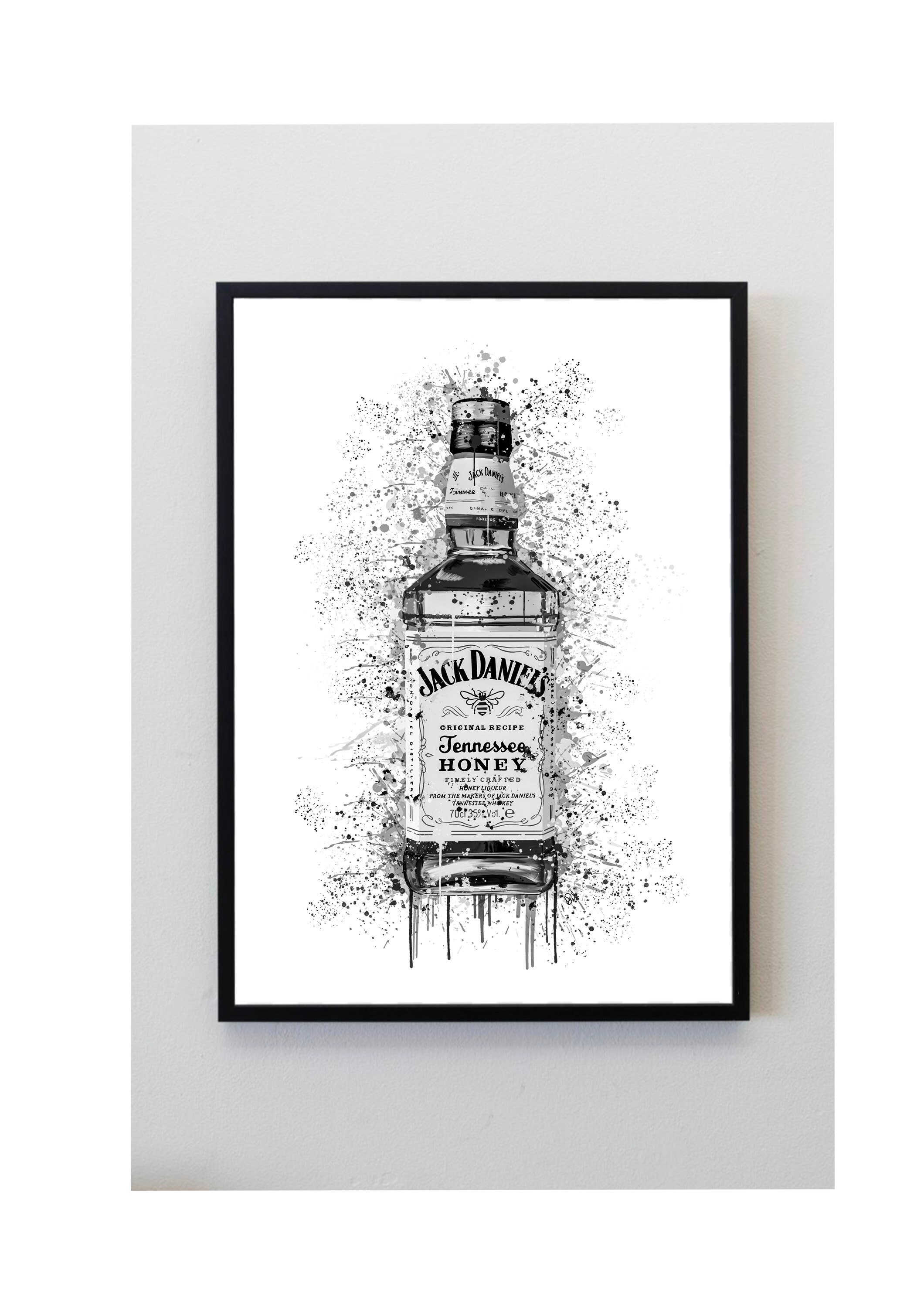 Jack Daniels Honey Whiskey Splatter Art Print gold or grey | Etsy