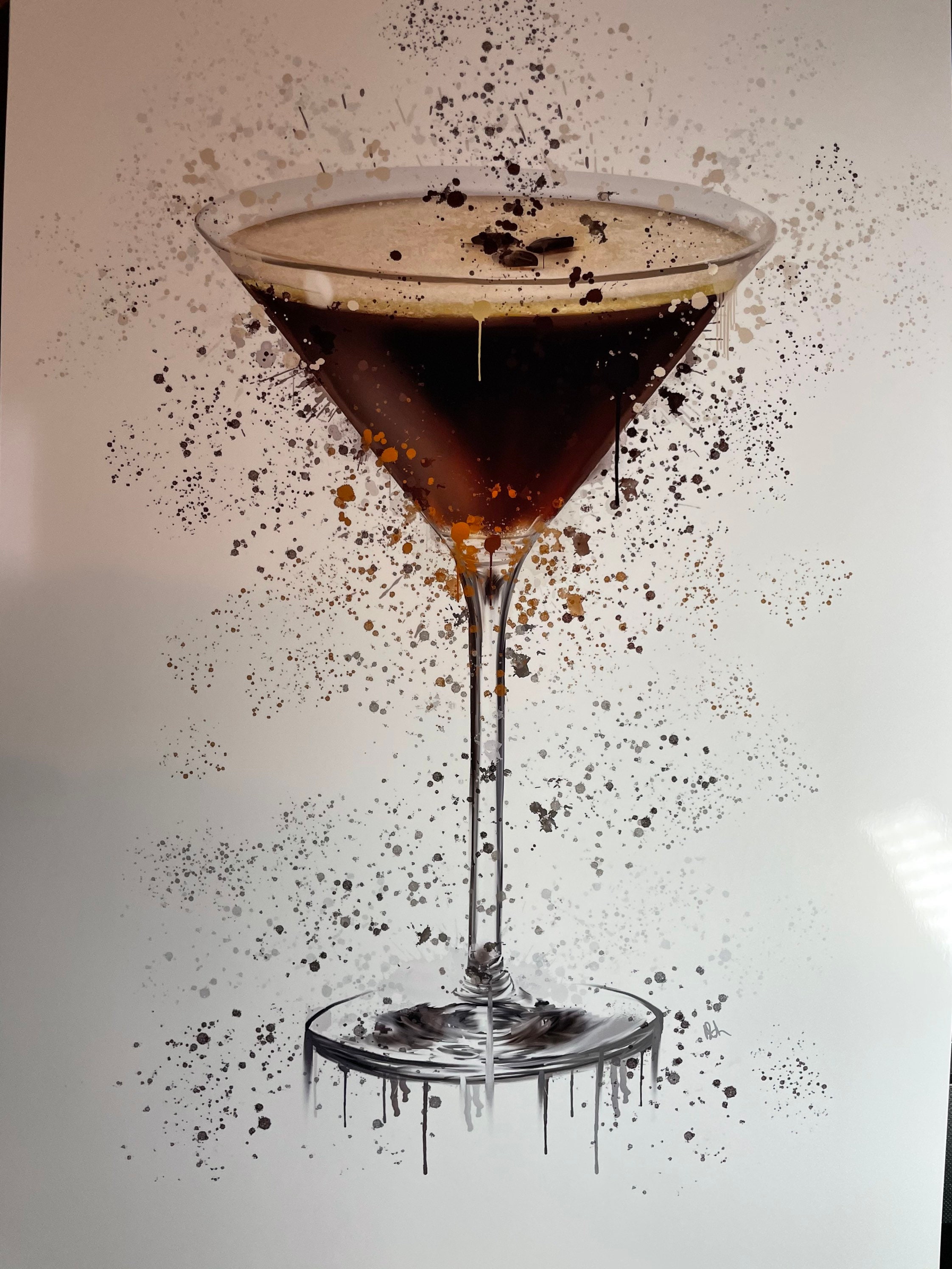 Espresso Martini Splatter Art Print Cocktail Brown Grey - Etsy