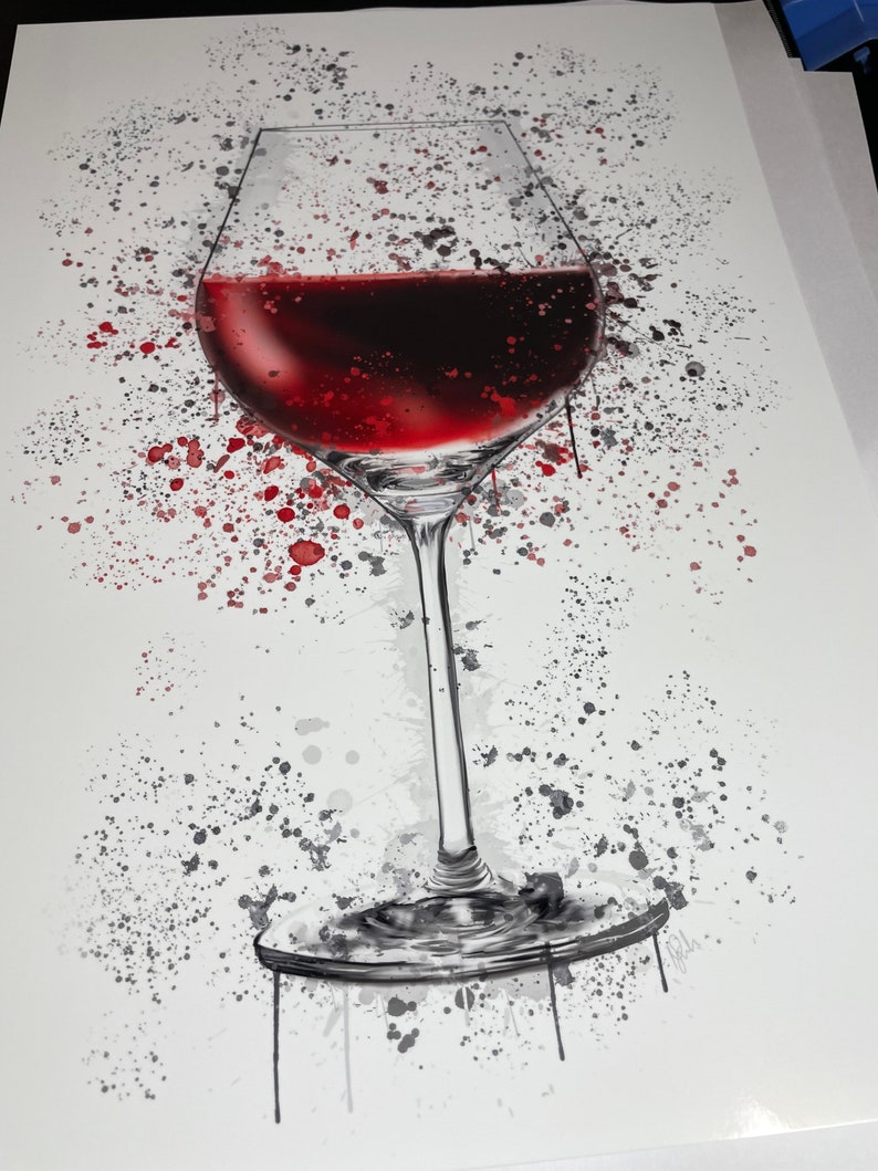 Red Wine Glass Kitchen Wall Splatter Art Print Unframed Etsy