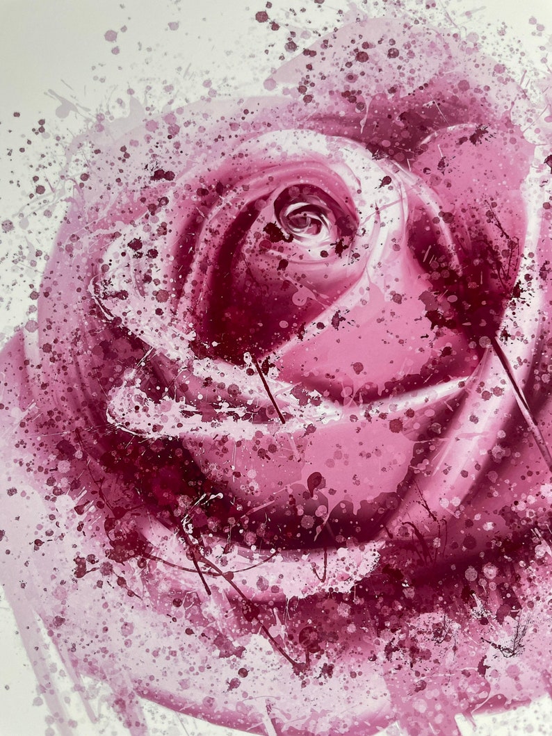 Splatter Roses Pink, Rose, Flower, Splatter, Art, Print, Unframed - Etsy UK