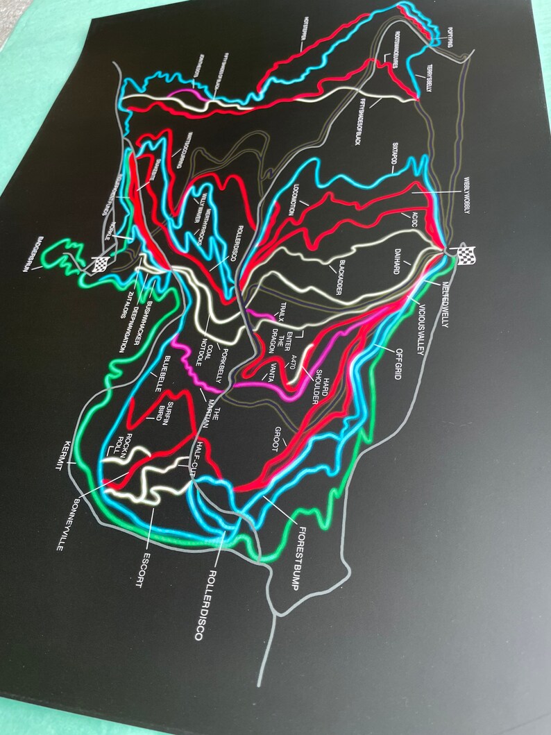 Bike Park Wales Trail Map Print Unframed A3 | Etsy