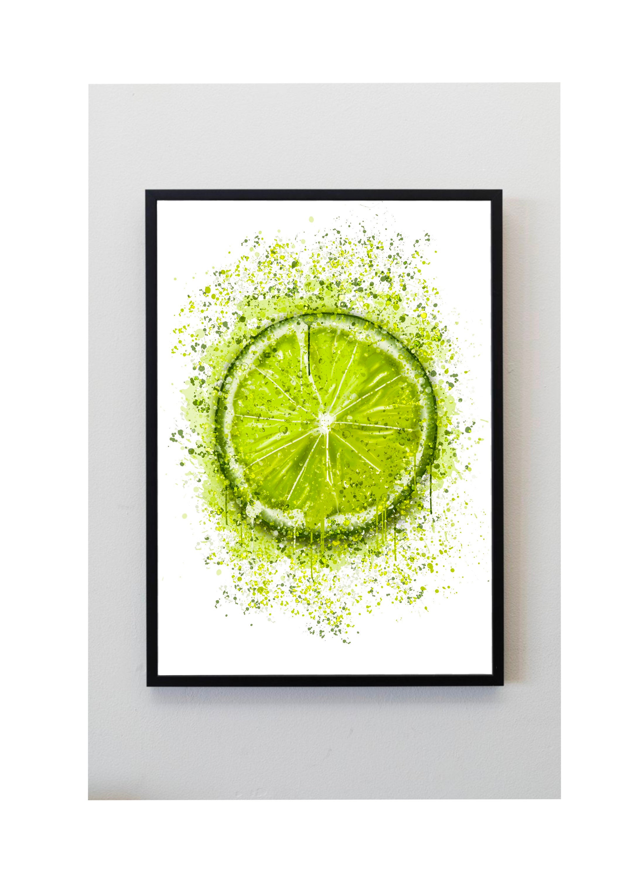 Lime Green Slice Splatter Art Print Unframed Kitchen - Etsy UK