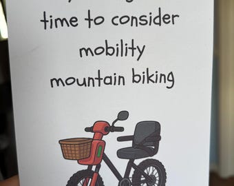 Funny, Bicycle, cyclist, bike, mobility scooter, old, husband, friend, brother, sister, mum mountain biking, birthday card