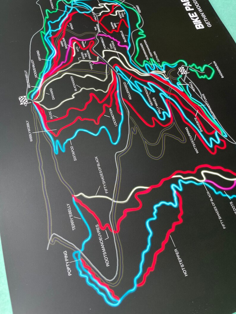 Bike Park Wales Trail Map Print Unframed A3 | Etsy