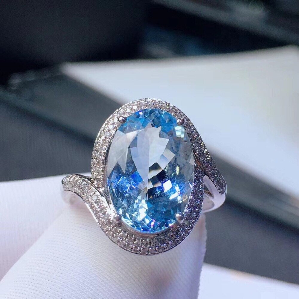 5.53Ct Aquamarine Diamond Ring 18k White Gold | Etsy