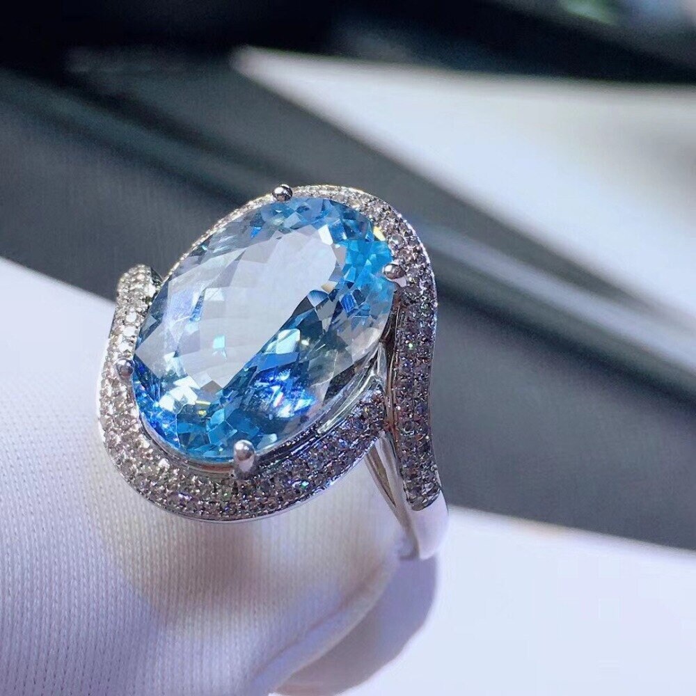 5.53ct Aquamarine Diamond Ring 18k White Gold - Etsy UK