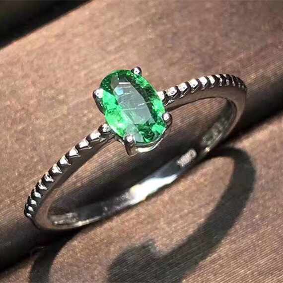 Emerald Ring 18K White Gold | Etsy