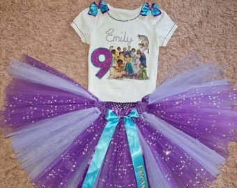 Girls Birthday Outfit tutu dress costume party personalised disco Encanto Inspired handmade purple