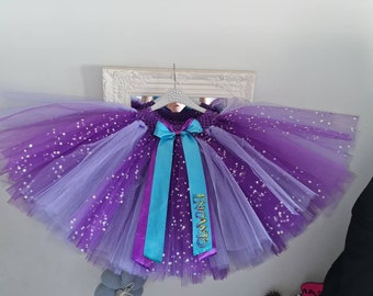 Girls tutu puffy layered encanto theme inspired birthday celebrations party clothing handmade purple lilac