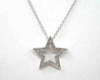 Diamond Necklace/Diamond Star Pendant/Natural Brilliant Cut Diamond Necklace/14K Gold Diamond Necklace