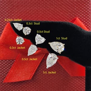 Pear Diamond Jacket Earring/ Three Prong Diamond Jacket Earring/ Jacket earring only / Single or Pair Jacket Earring/ Anniversary gift