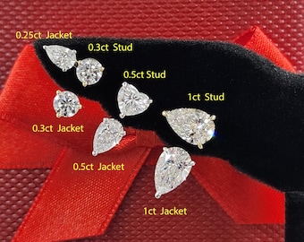 Pear Lab Diamond Jacket Earring/ Three Prong Diamond Jacket Earring/ Jacket earring only / Single or Pair Jacket Earring/ Anniversary gift