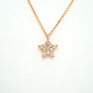 Diamanten halsketting/ster diamanten hanger/14k Solid Gold Star diamanten halsketting/minimalistische ketting/ster hanger afbeelding 1