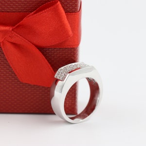 Invisible Set Princess Cut Diamond 1.9ct Men's Ring/Diamond Invisible Set Wedding Band/Gift For Him/Men's Diamond Ring image 10