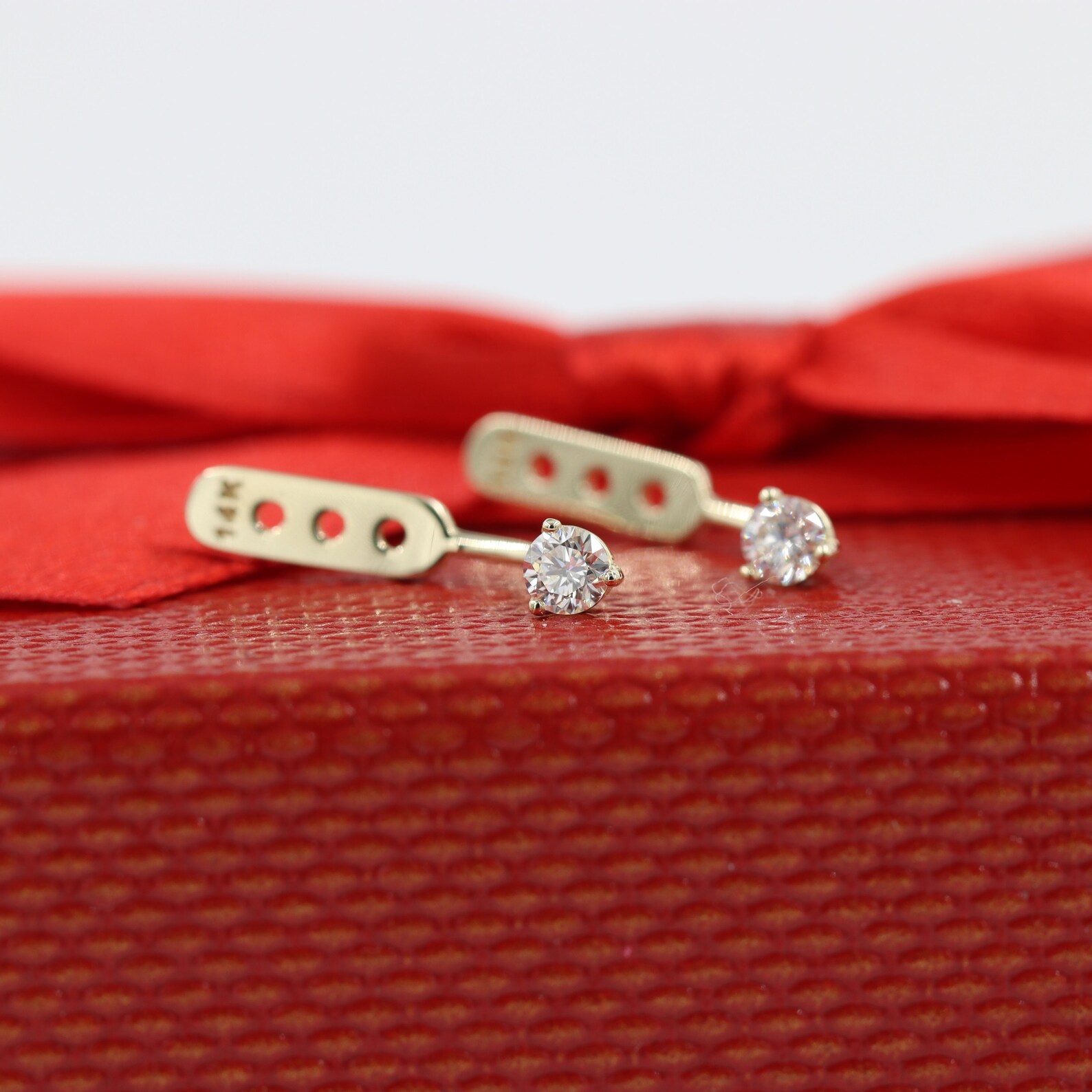 Diamond Jacket Pair Earrings/three Prong Set Diamond Etsy