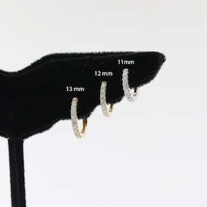 Small Natural Diameter Hoop Earrings/11mm,12mm,13mm Diamond Hoop Earrings/ Diamond Earrings/ Mini Hoop Earrings/Anniversary gift