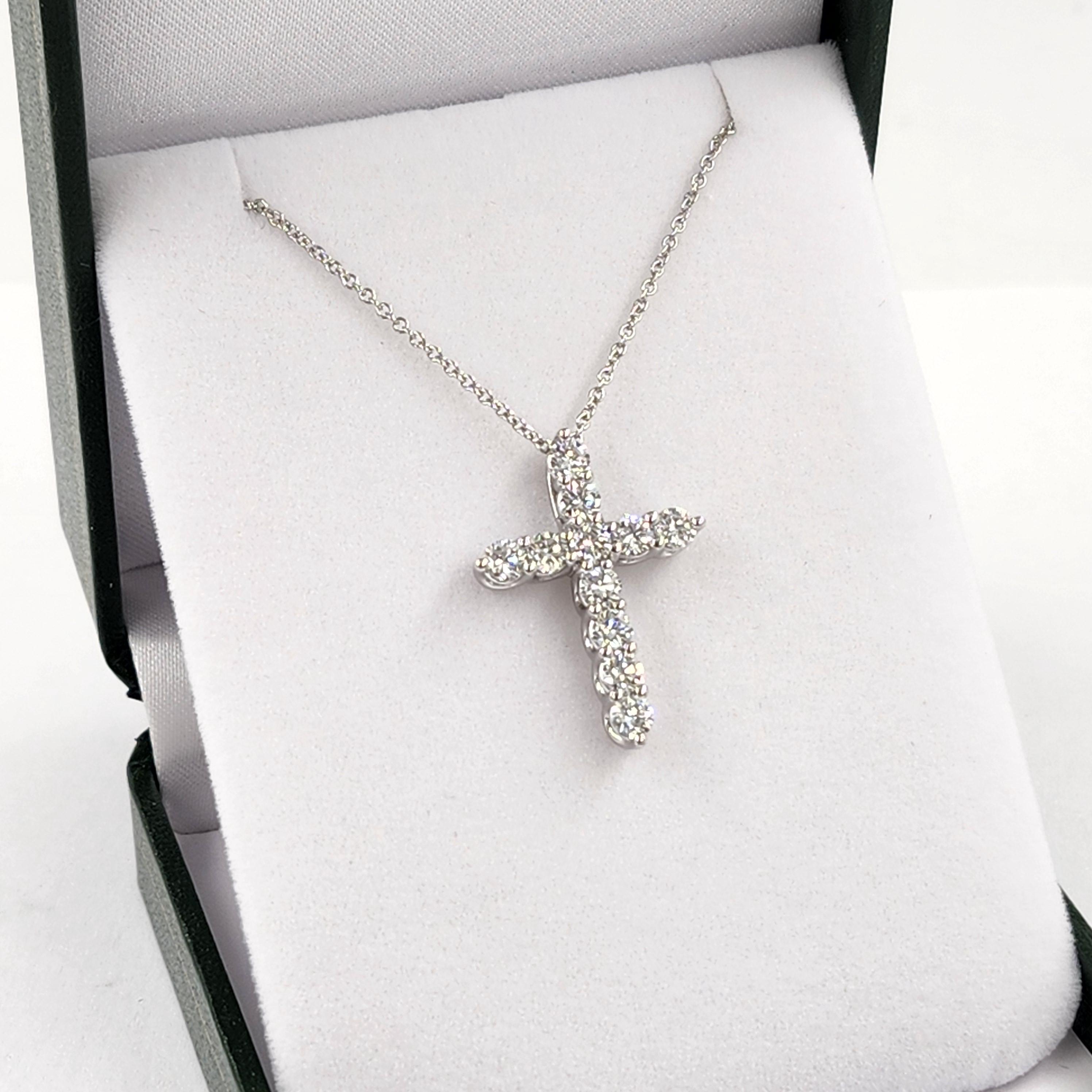 1.5ct Round Natural Diamond Cross Necklace: Platinum,14k,18k Gold