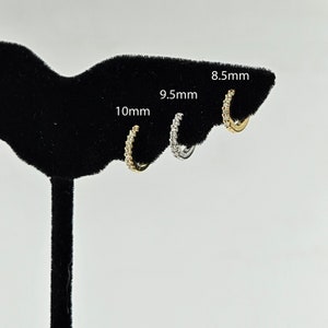 Natural Diamond Mini hoop Earrings /8.5mm,9.5mm.10mm Hoop Earrings /14K gold Diamond Small Cartilage Hoop Earrings/Anniversary gift