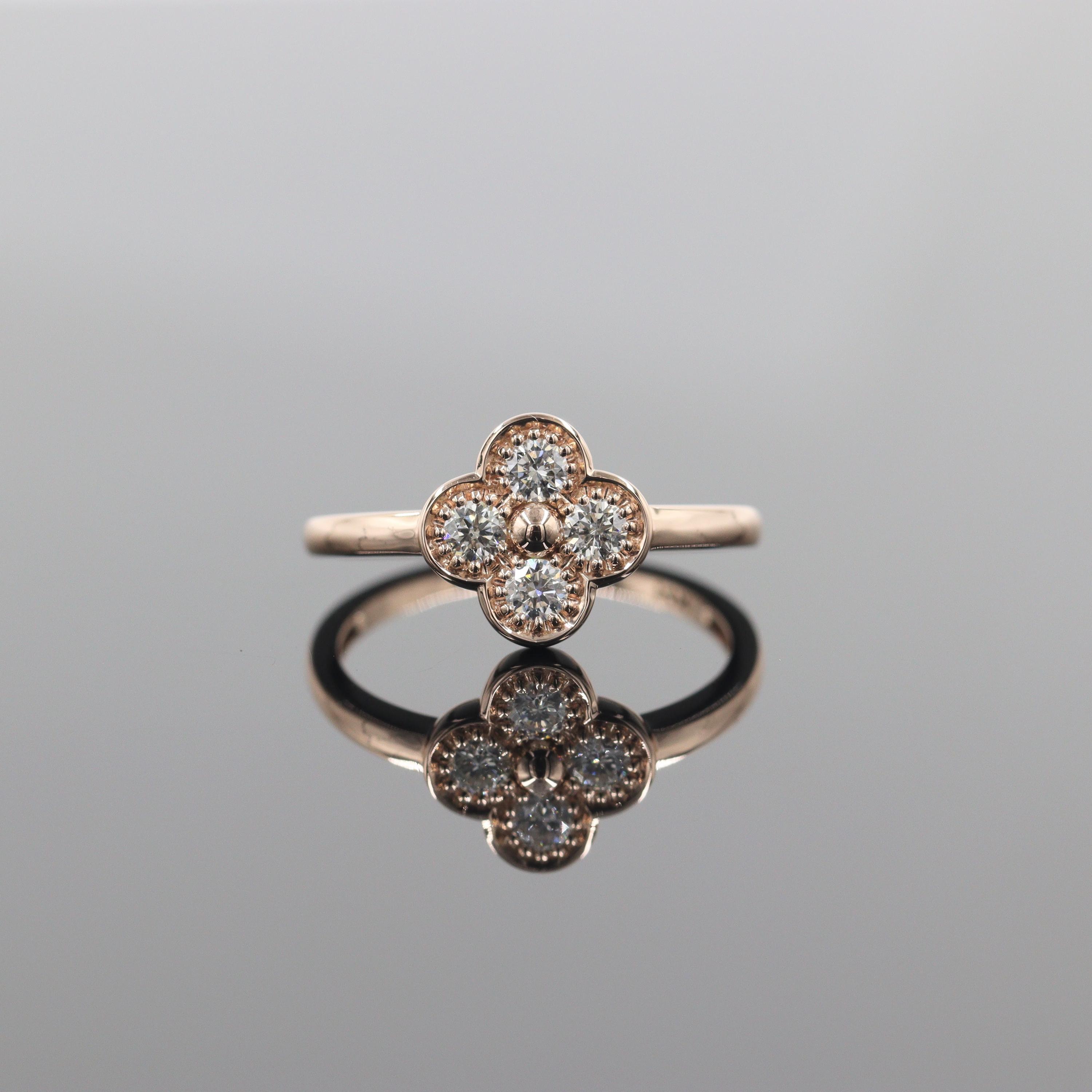 Natural Diamond Clover Ring, 14K Gold, Anniversary Gift - Etsy