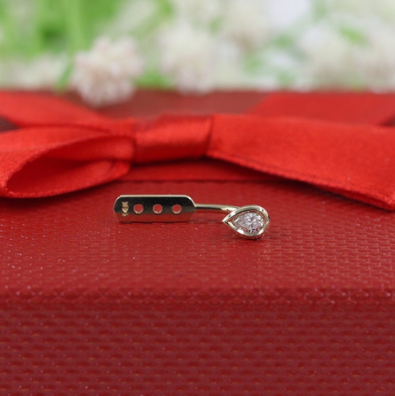 ご依頼品 ハンドメイドペアシェイプ天然ダイヤモンドソリティアベゼル