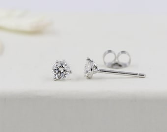 Solitaire Natural Diamond Earring/Three Prong Set Diamond Earring/Stud Earring/Solitaire Stud Earring/Dainty Simple Earring/Anniversary gift