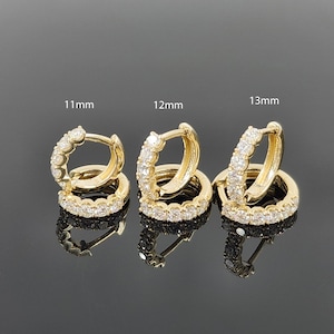 Natural Diamond Diameter 11mm Earrings/ Diamond Hoop Earring/ 14K,18K gold Natural Diamond Hoop Earrings/ Anniversary gift/Gift for her